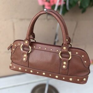 BISOU BISOU x VINTAGE Y2K Brown baguette bag kelly green studded faux leather